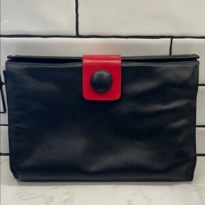 Sorpresa! Black and Red Vintage Crossbody Clutch Whimsical Leather Old Money
